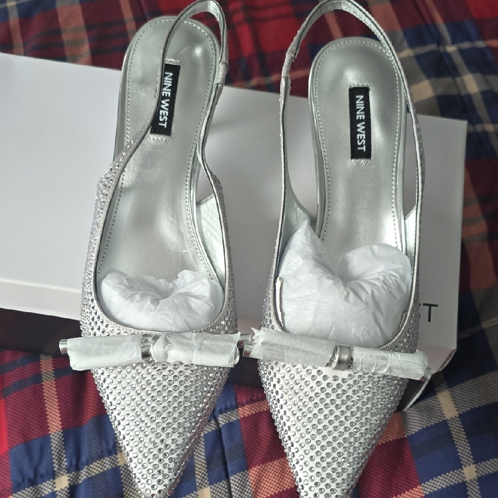 Nine West Silver Studded Heels